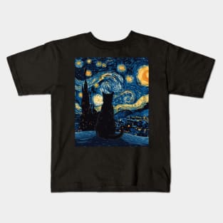 Cat Starry Night Starlit Naps Kids T-Shirt